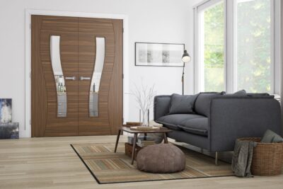 Walnut Cadiz (CLEAR GLASS) Pre-Finished Door Pair - DE