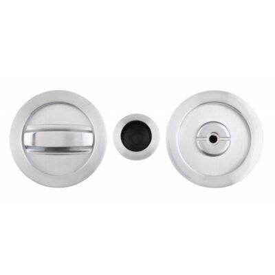 Pocket Door Round Bathroom Lock - Satin Chrome