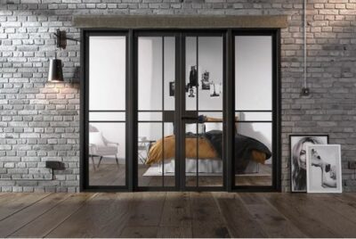 Internal Black Greenwich Pre-Finished W8 (CLEAR GLASS) Room Divider