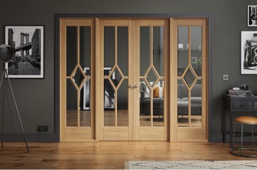 Internal Reims Pre-Finished Oak W8 (CLEAR BEVELLED GLASS) Room Divider