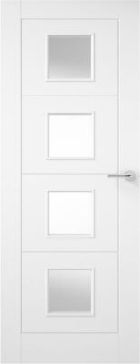 Internal White Premium Moulded Ladder 4 Light (CLEAR GLASS) Smooth Door