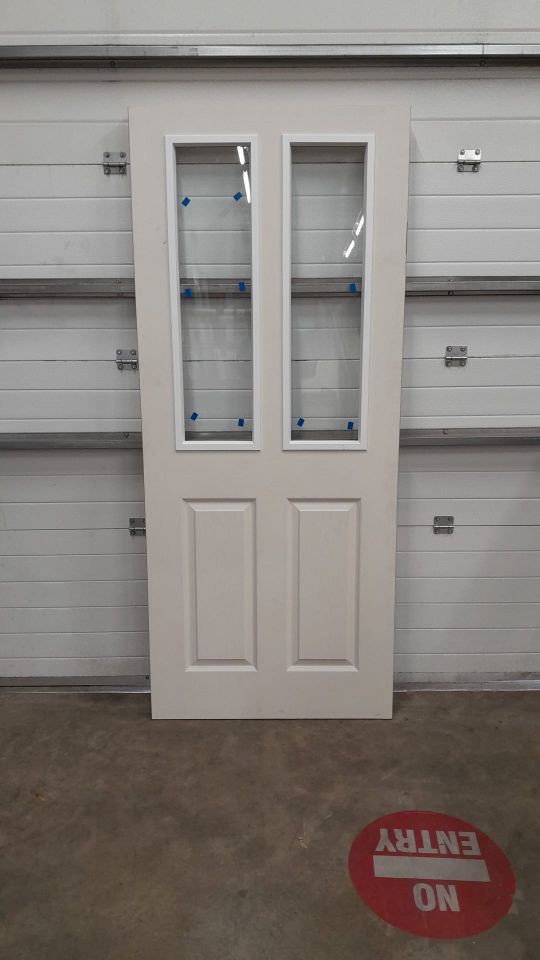Internal White Primed Woodgrain 2 Light 2 Panel (CLEAR GLASS) 44mm FD30 Fire Door - Image 2