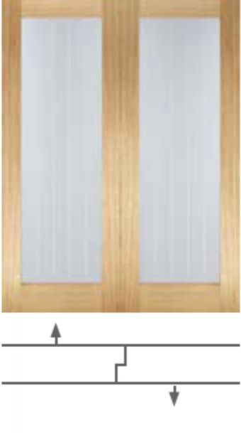 Oak Mexicano Pattern 10 (CLEAR GLASS FROSTED LINES) Solid Core Un-Finished Door Pair - LPD