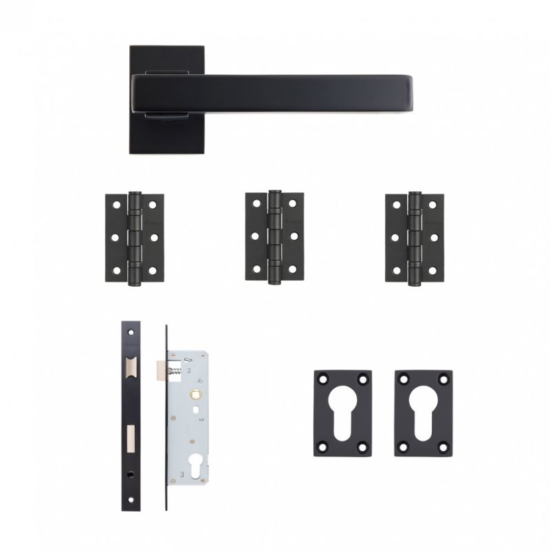 Argo Matt Black Slim Sash Lock Kit - DE