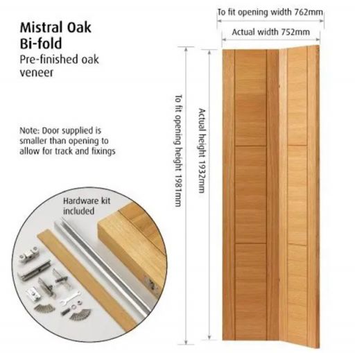 Internal Mistral Oak Pre-Finished Bi-Fold Door - Image 2