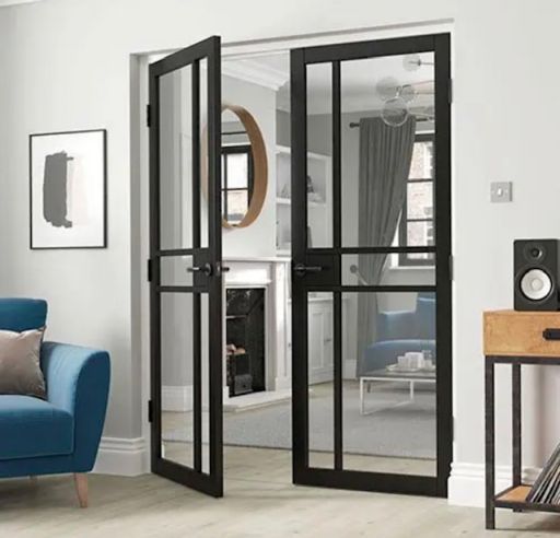 Internal City Black (CLEAR GLASS) Pre-Finished Door Pair