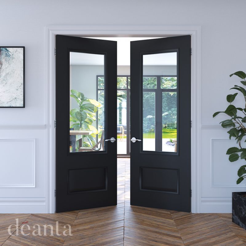 Internal Black Sandringham (CLEAR GLASS) Pre-Finished Door - Image 2