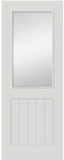 Internal White Primed Thames (CLEAR GLASS) Semi Solid Core Smooth Door