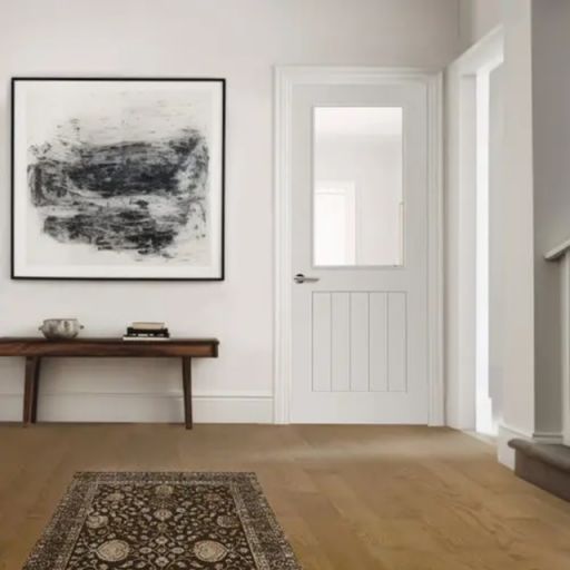 Internal White Primed Thames (CLEAR GLASS) Semi Solid Core Smooth Door - Image 2