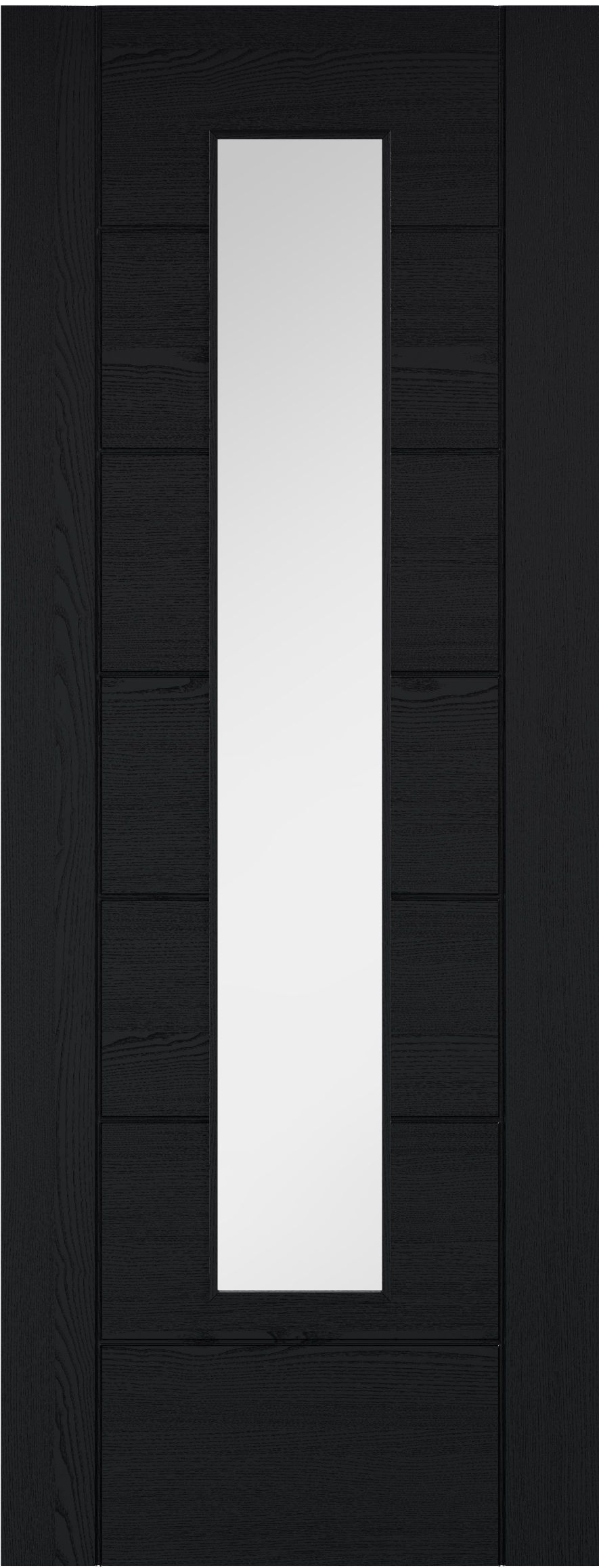 Internal Black Laminate Pre-Finished Linear 7 Panel (CLEAR GLASS) Semi Solid Core Door