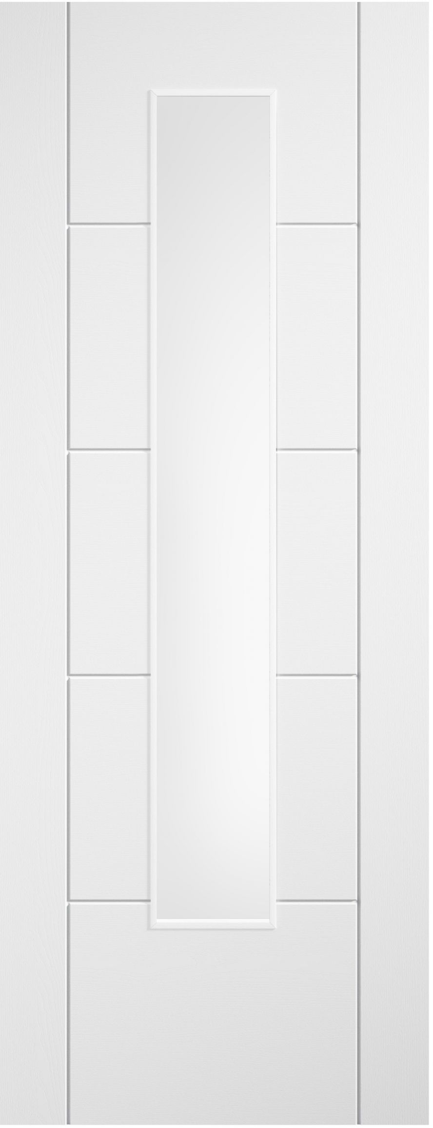 Internal White Pre-Finished Linear 7 Panel (CLEAR GLASS) Semi Solid Core Door
