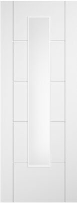 Internal White Laminate Pre-Finished (CLEAR GLASS) Ladder Semi Solid Core Door