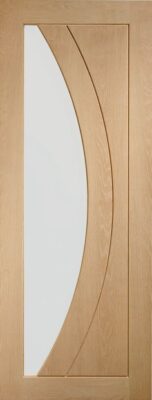 Internal Oak Salerno (CLEAR GLASS) Un-Finished FD30 44mm Fire Door