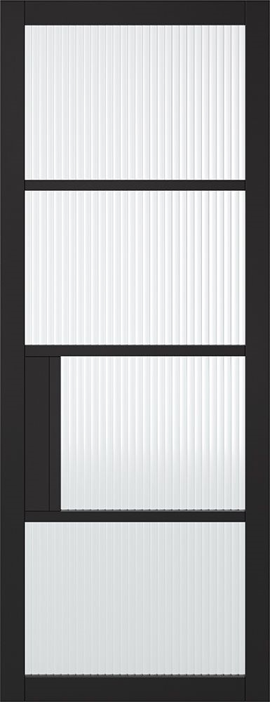 Internal Chelsea 4L Black Pre-Finished (REEDED GLASS) Door
