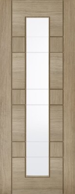 Internal Edmonton Light Grey Vertical (CLEAR GLASS FROSTED LINES) Pre-Finished Door