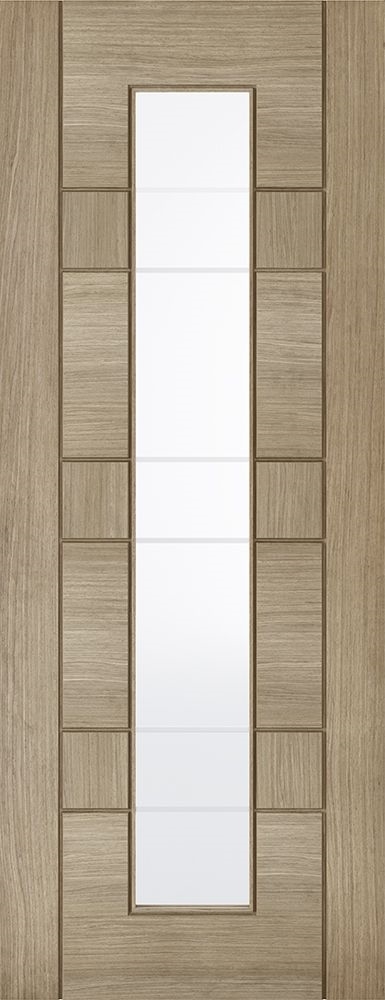 Internal Edmonton Light Grey Vertical (CLEAR GLASS FROSTED LINES) Pre-Finished Door