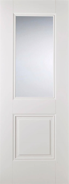White Primed Arnhem (CLEAR BEVELLED GLASS) Solid Core - LPD