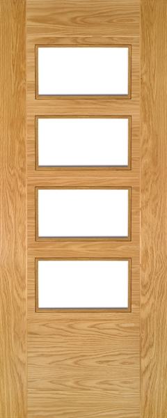 Oak Seville (CLEAR GLASS) 4L Pre-Finished Internal Door