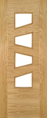 Oak Seville 4L Slanted (CLEAR GLASS) Pre Finished Internal Door