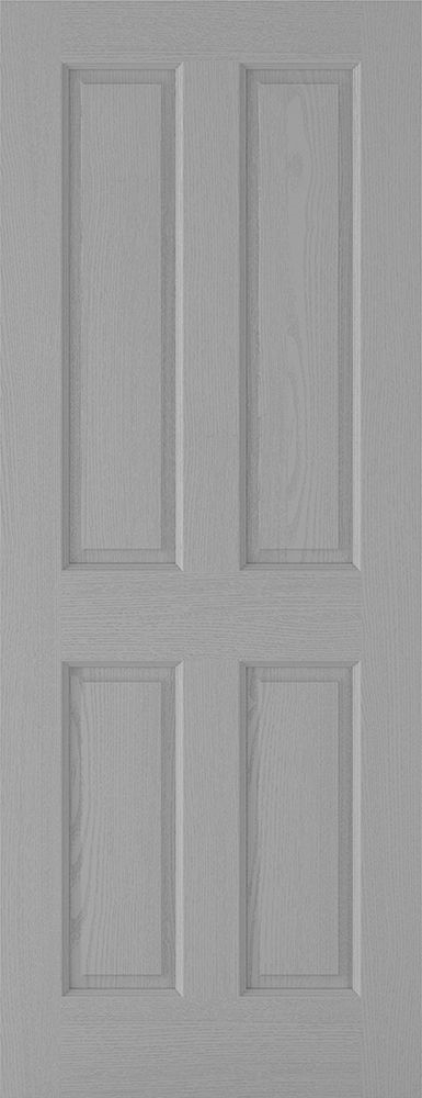 Textured 4 Panel Grey FD30 - Prefinished - Woodgrain - LPD