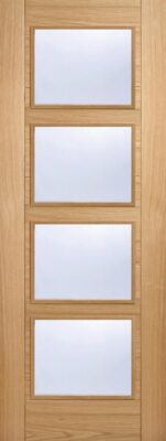 Oak Vancouver 4L (CLEAR GLASS) Pre-Finished Door - LPD