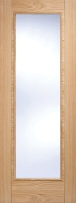 Internal Oak Vancouver Pattern 10 (CLEAR GLASS) Pre-Finished FD30 44mm Fire Door