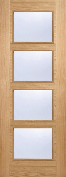 Oak Vancouver (CLEAR GLASS) Pre-Finished FD30 44mm Fire Door - LPD