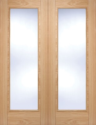 Oak Vancouver Pattern 10 (CLEAR GLASS) Pre-Finished Rebated Pair - LPD