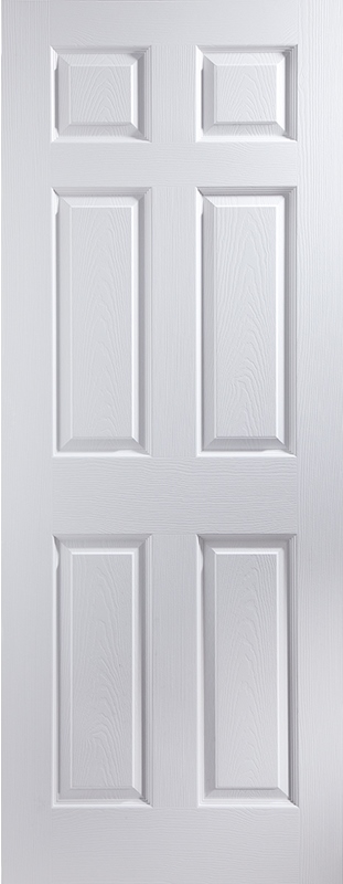 Internal White Primed 6 Panel Woodgrain FD30 44mm Fire Door