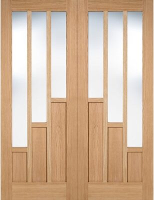 Oak Coventry Pair Rebated (CLEAR GLASS) Solid Core Pre-Finished- LPD