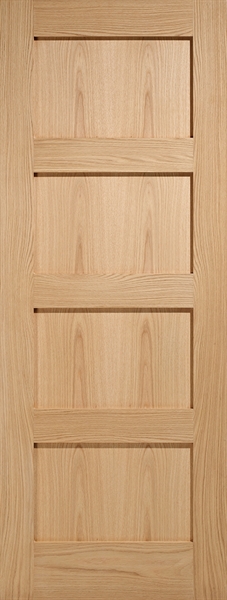 Oak Shaker 4 Panel Un-Finished FD30 44mm Fire Door - LPD