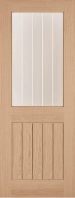 Internal Oak Belize (CLEAR GLASS ETCHED LINES) Pre-Finished Door