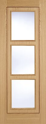 Oak Inlay 3 Light (CLEAR GLASS) Pre-Finished Solid Core Door - LPD