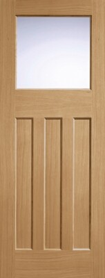 Internal Oak DX 30s Style (FROSTED GLASS) Solid Core Un-Finished Door