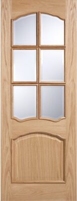 Internal Oak Riviera (CLEAR BEVELLED GLASS) RM2S Solid Core Un-Finished Door