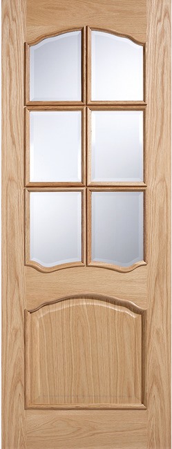 Internal Oak Riviera (CLEAR BEVELLED GLASS) RM2S Solid Core Un-Finished Door