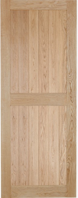 Internal Solid Oak Button Bead Framed & Ledged Un-Finished Door - Image 2