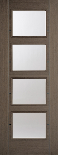 Internal Chocolate Grey Vancouver (CLEAR GLASS) Solid Core Pre Finished - LPD