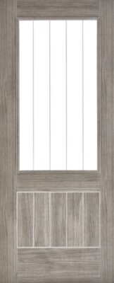 Internal Light Grey Laminate Mexicano (CLEAR GLASS FROSTED LINES) Pre-Finished Door