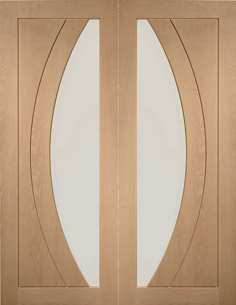Oak Salerno Pair (CLEAR GLASS) Un-Finished - XL