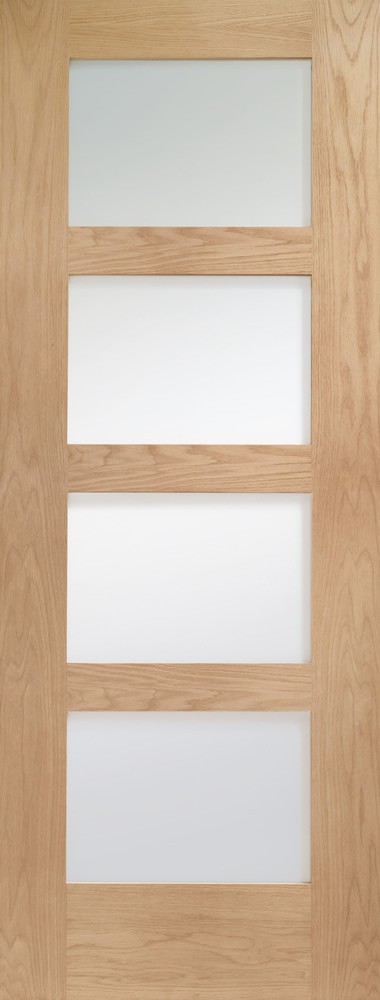 Internal Oak Shaker 4 Panel (OBSCURE GLASS) Pre-Finished Door