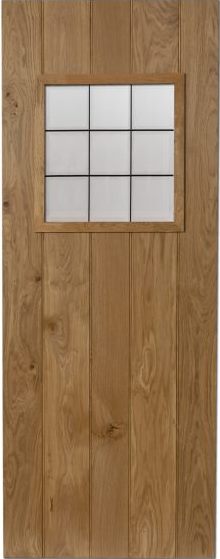 Internal Solid Oak Patterdale Ledged Button Bead Un-Finished Clear Glass Leaded Door