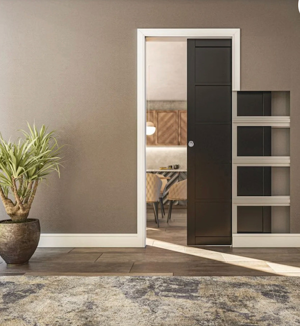 Single Door Kit + Handle & Doorjamb 100mm White Doorjamb + Black Finish Hardware - Image 2