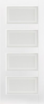 Internal White Primed Contemporary (OBSCURE GLASS CLEAR LINES) Solid Core Door