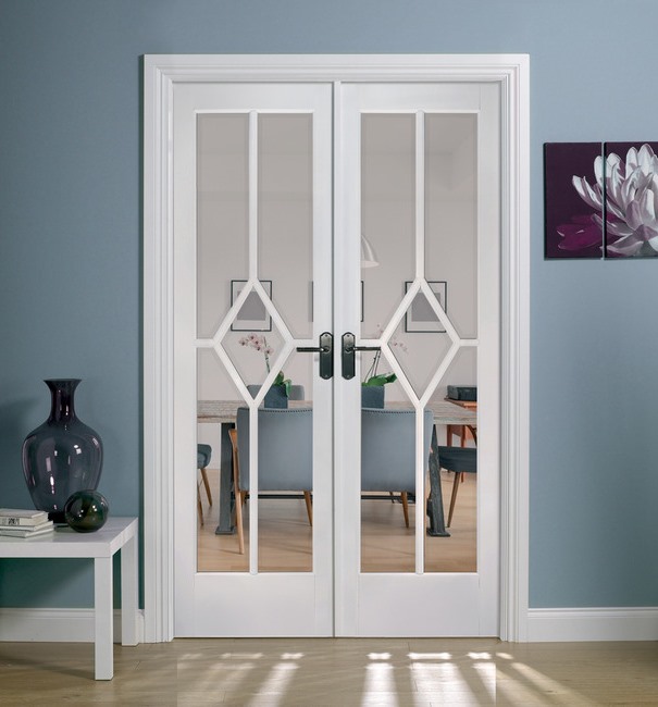 Internal White Primed Reims W4 (CLEAR BEVELLED GLASS) Room Divider