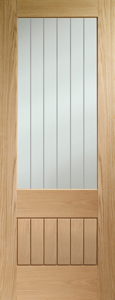 Internal Oak Suffolk Essential 2XG (CLEAR ETCHED GLASS) Pre-Finished Door