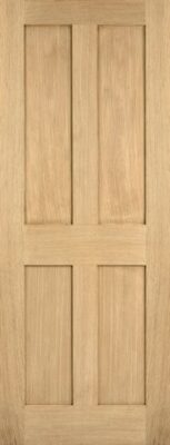 Oak London Fire Door Flat Panel Un-Finished FD30 44mm Fire Door - LPD