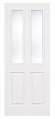 Internal White Primed Smooth 2 Light 2 Panel (CLEAR GLASS) 44mm FD30 Fire Door