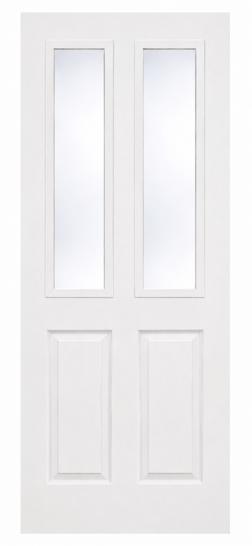 Internal White Primed Smooth 2 Light 2 Panel (OBSCURE GLASS) 44mm FD30 Fire Door