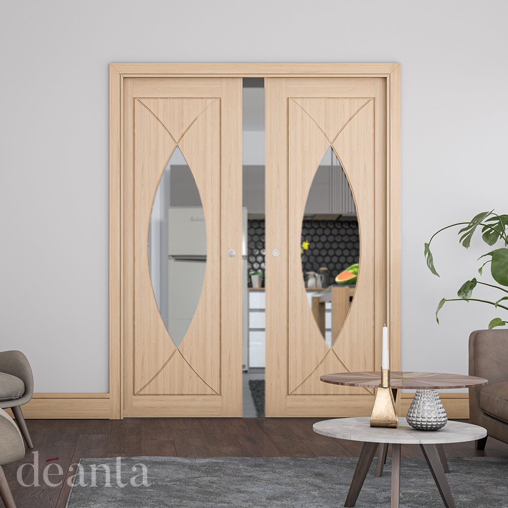 Internal Oak Amalfi Pre-Finished (CLEAR GLASS) Door - Image 2